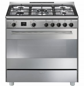 תנור רוחב 90 ס"מ משולב כיריים גז דגם Smeg BG91X גימור נירוסטה יוקרתי - משלוח חינם תנור רוחב 90 ס"מ משולב כיריים גז דגם Smeg BG91X גימור נירוסטה יוקרתי - משלוח חינם